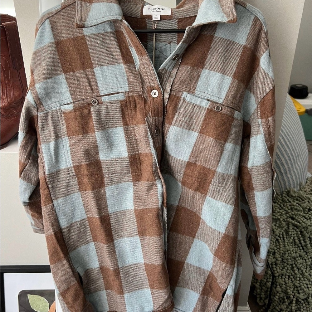 Eesome Brown and Blue Checkered Shirt